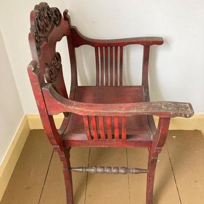 LOT 35: Antique Wooden Carved North Wind Throne Chair