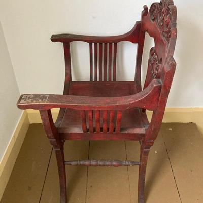 LOT 35: Antique Wooden Carved North Wind Throne Chair