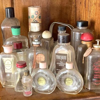 LOT 38: Vintage Perfume / Lotion / Dressing Bottles - Prince Matchabelli, Trushay, Fitch's Rose Hair Dressing, Lotus Cologne by...