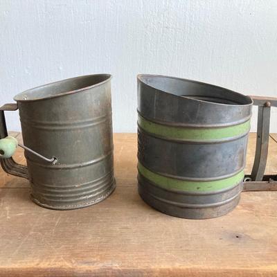 LOT 45: Vintage Kitchen Collection - Coffee Pot, Sifters (Sift-Chine), Choppers, Bottles and More