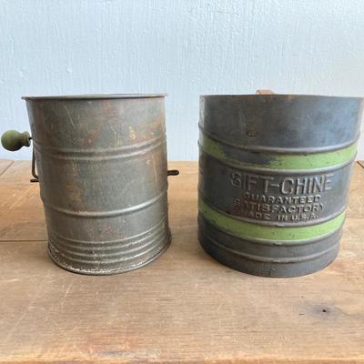 LOT 45: Vintage Kitchen Collection - Coffee Pot, Sifters (Sift-Chine), Choppers, Bottles and More