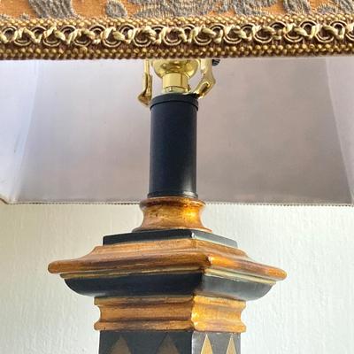 LOT 48: Vintage Black and Gold Harlequin Pattern Lamp