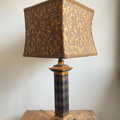 LOT 48: Vintage Black and Gold Harlequin Pattern Lamp