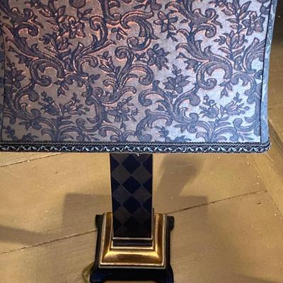 LOT 48: Vintage Black and Gold Harlequin Pattern Lamp