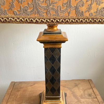 LOT 48: Vintage Black and Gold Harlequin Pattern Lamp