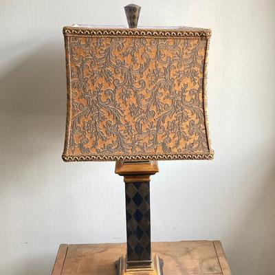 LOT 48: Vintage Black and Gold Harlequin Pattern Lamp