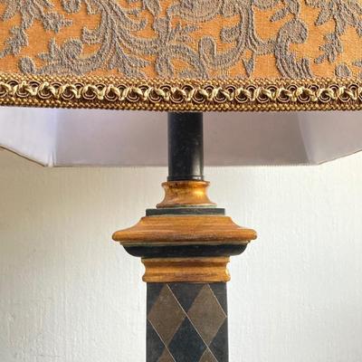 LOT 48: Vintage Black and Gold Harlequin Pattern Lamp