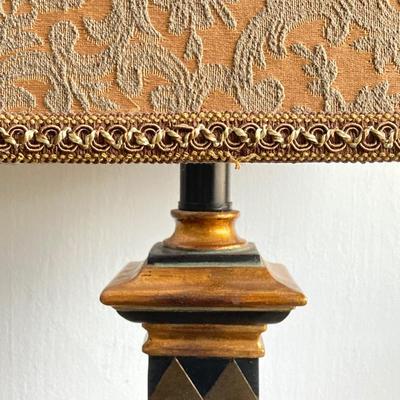 LOT 48: Vintage Black and Gold Harlequin Pattern Lamp