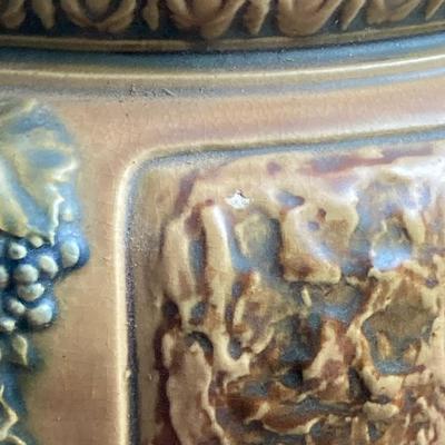 LOT 52: Vintage Roseville Pottery Planter along with a #2 Stoneware Jug & 1/2 Stoneware Jug