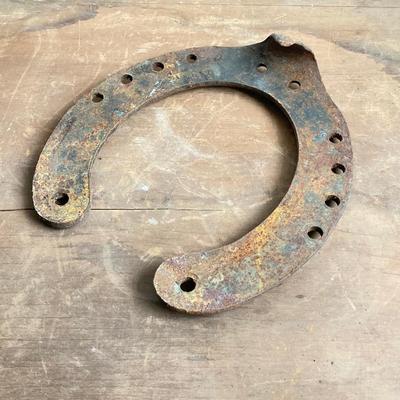 LOT 54: Vintage Concrete Horse Statue and Horse Shoe