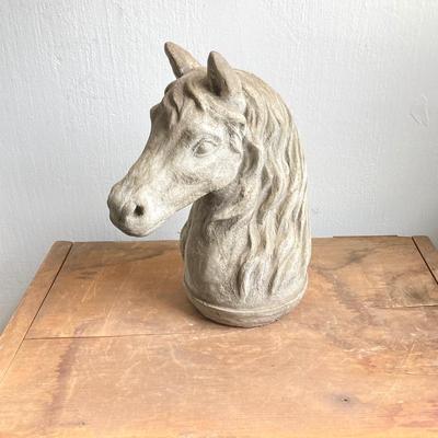 LOT 54: Vintage Concrete Horse Statue and Horse Shoe