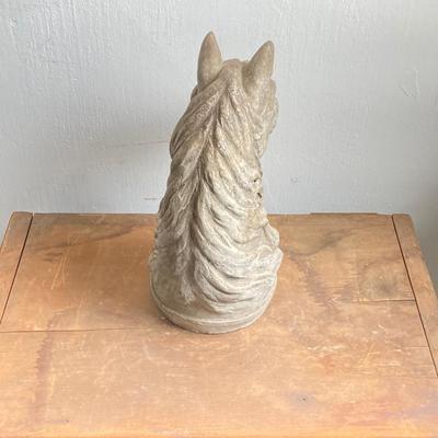 LOT 54: Vintage Concrete Horse Statue and Horse Shoe