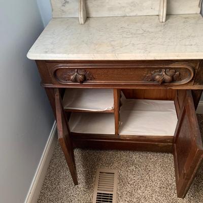 LOT 55: Antique Victorian Marble Top Dresser/ Washstand