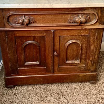 LOT 55: Antique Victorian Marble Top Dresser/ Washstand