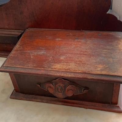 LOT 60: Victorian Hand Carved Wood Marble Topped Dresser with Tilting Mirror