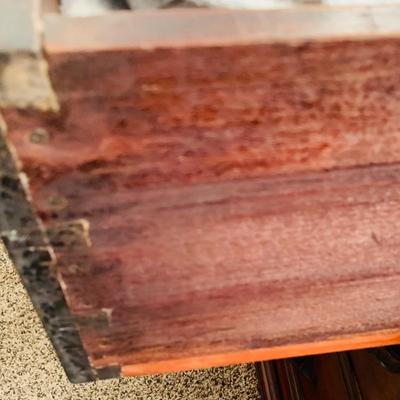 LOT 60: Victorian Hand Carved Wood Marble Topped Dresser with Tilting Mirror