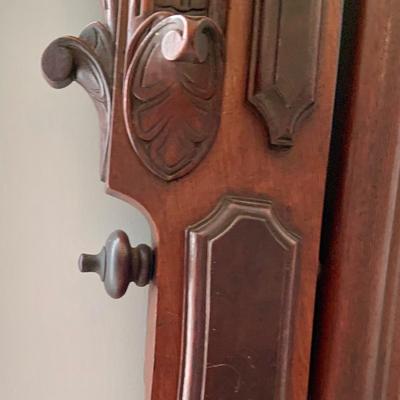 LOT 60: Victorian Hand Carved Wood Marble Topped Dresser with Tilting Mirror