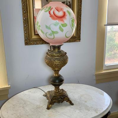 LOT 64: Vintage/Antique Victorian Parlor Hurricane Lamp