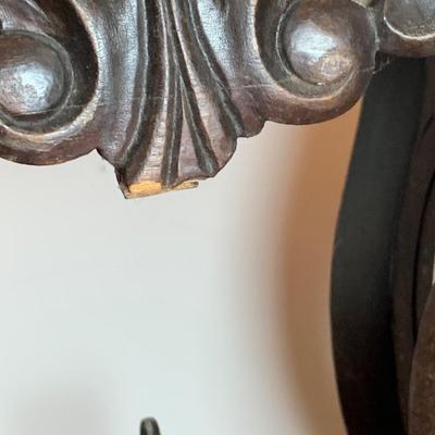 LOT65: Antique/ Vintage Victorian Carved Wood Table with Marble Top