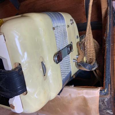 LOT 67: Italian Made Accordion with Gold-tone and Mother of Pearl Keys Come in a Case