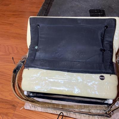 LOT 67: Italian Made Accordion with Gold-tone and Mother of Pearl Keys Come in a Case