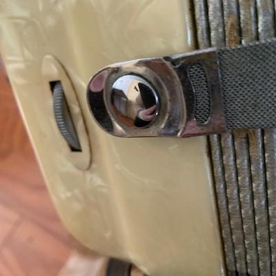 LOT 67: Italian Made Accordion with Gold-tone and Mother of Pearl Keys Come in a Case