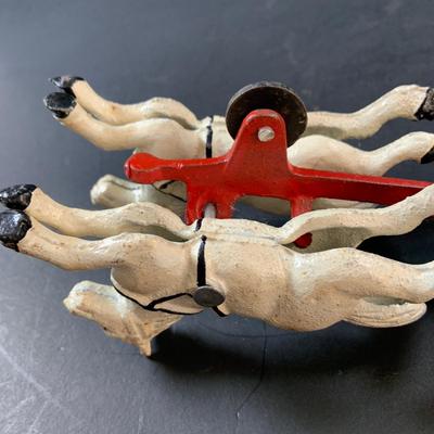 LOT 72: Vintage Cast Iron Horse Drawn Covered Wagon