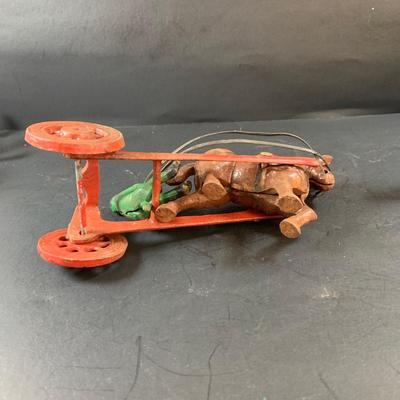 LOT 74: Vintage Cast Iron Horse Drawn Milk Carriage and US Mail Truck