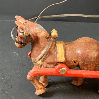 LOT 74: Vintage Cast Iron Horse Drawn Milk Carriage and US Mail Truck