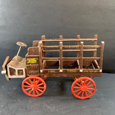 LOT 75: Vintage Cast Iron Pepsi Truck and Horse and Driver