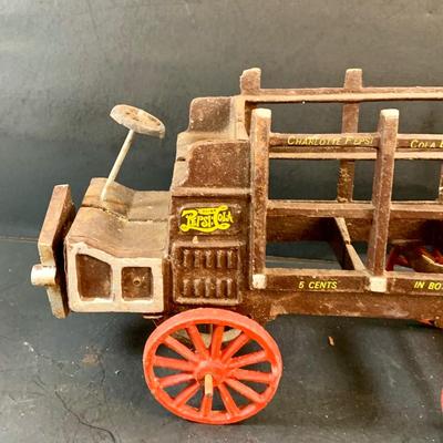 LOT 75: Vintage Cast Iron Pepsi Truck and Horse and Driver