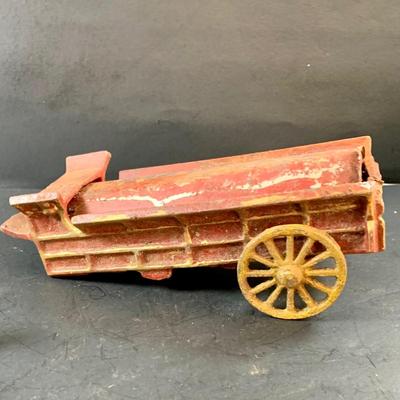 LOT 76: Vintage Cast Iron Wagon Pulled by Six Horses