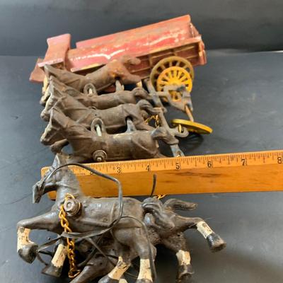 LOT 76: Vintage Cast Iron Wagon Pulled by Six Horses