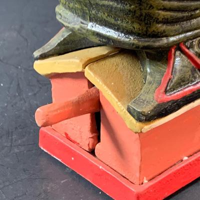 LOT 77: Vintage Cast Iron Santa and Reindeer Happy Holidays Mechanical Bank