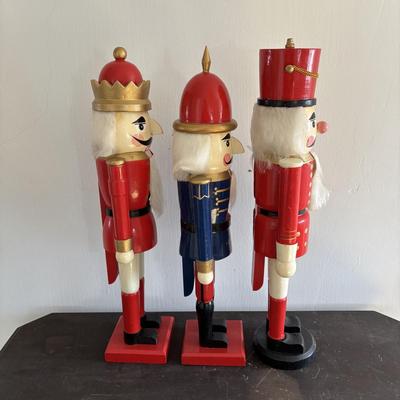 LOT 85: North Pole Toy Shop Animated Christmas Train, Holiday Nutcracker Train Set (unopened) & 3-Wooden Nutcrackers