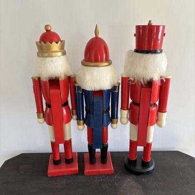 LOT 85: North Pole Toy Shop Animated Christmas Train, Holiday Nutcracker Train Set (unopened) & 3-Wooden Nutcrackers