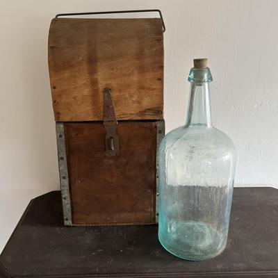 LOT 88: Antique Demijohn Bottle w/Wooden Shipping Crate