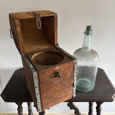 LOT 88: Antique Demijohn Bottle w/Wooden Shipping Crate