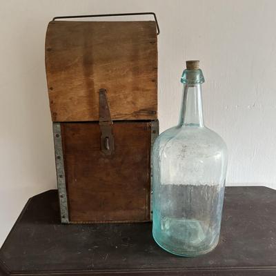 LOT 88: Antique Demijohn Bottle w/Wooden Shipping Crate