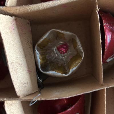 LOT 90: Vintage Christmas Ornaments, Finial Tree Toppers & Paper Mache Santa Boots