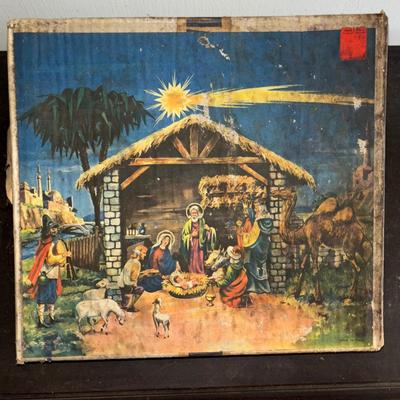 LOT 91: Made in Italy Nativity Set w/Extras & Original Box along w/Vintage Christmas Ornaments