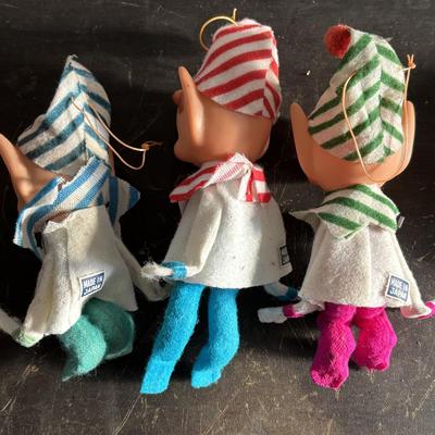 LOT 92: Vintage Christmas Collection: Fold-up Nativity Scene w/Chalkware Figures, Noma Bubble-Lites (5), Pixie Elf Ornament, Assorted...