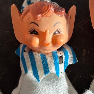 LOT 92: Vintage Christmas Collection: Fold-up Nativity Scene w/Chalkware Figures, Noma Bubble-Lites (5), Pixie Elf Ornament, Assorted...