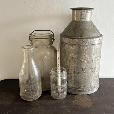 LOT 95: Vintage Milk Can & Bottle & More