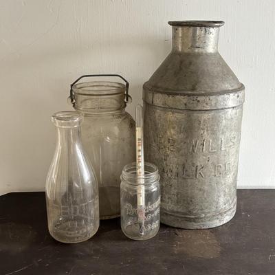 LOT 95: Vintage Milk Can & Bottle & More