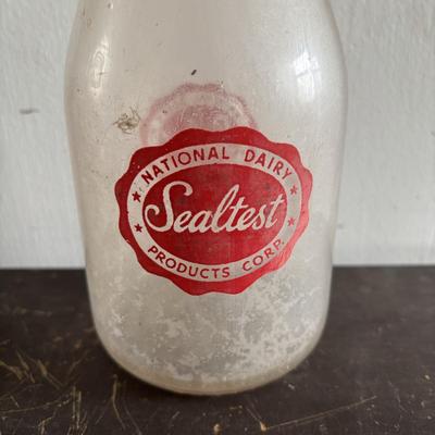 LOT 96: Vintage Milk Can & Bottles along w/1-Gallon Canning Jar