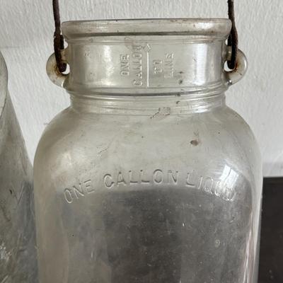 LOT 96: Vintage Milk Can & Bottles along w/1-Gallon Canning Jar