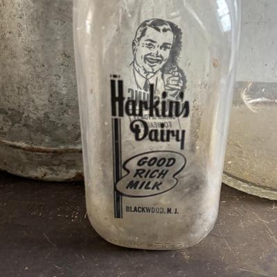 LOT 96: Vintage Milk Can & Bottles along w/1-Gallon Canning Jar