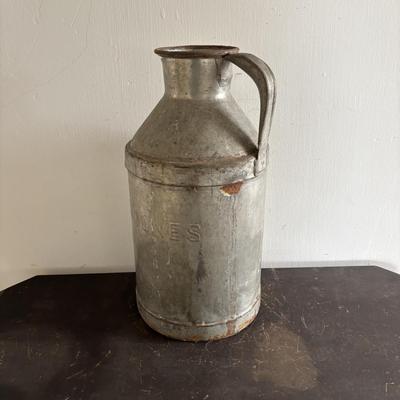 LOT 96: Vintage Milk Can & Bottles along w/1-Gallon Canning Jar