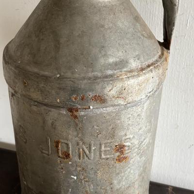 LOT 97: Vintage Milk Can & Bottles along w/1-Gallon Canning Jar